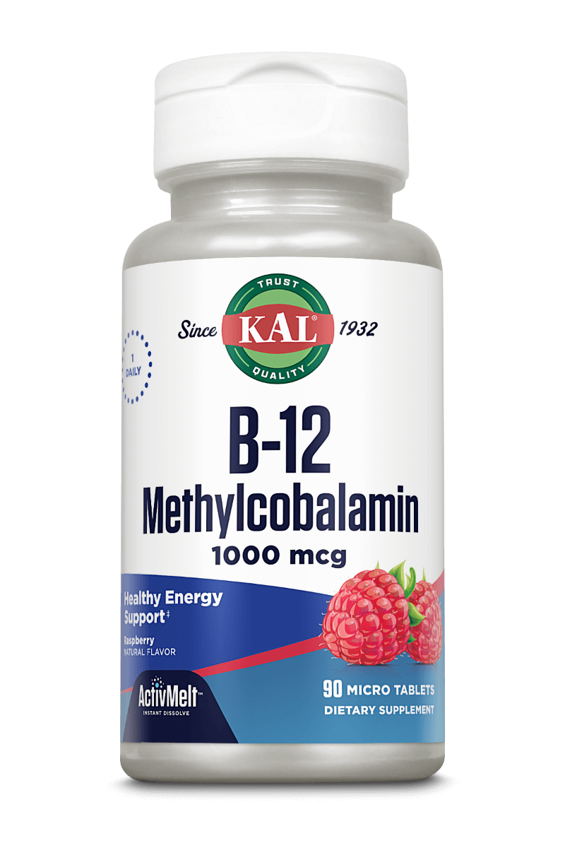 KAL B-12 Methylcobalamin 1000 mcg, 90 Micro Tablets(Raspberry Flavor)