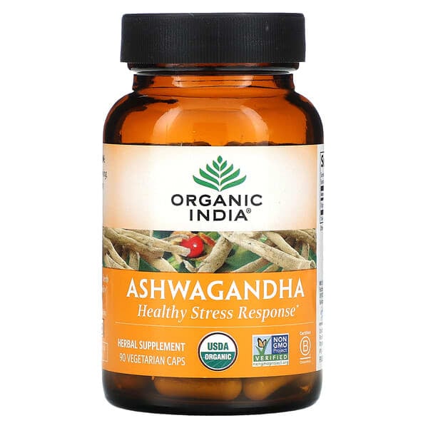 NOW Organic India Ashwagandha 90 Vegetarian Caps