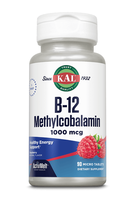 KAL B-12 Methylcobalamin 1000 mcg, 90 Micro Tablets(Raspberry Flavor)